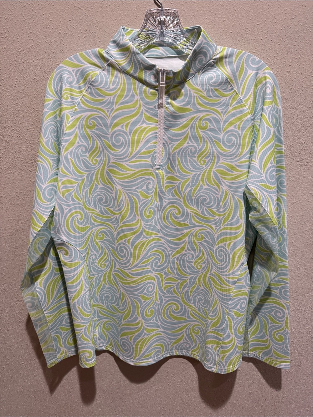 Sport Haley Light Blue & Lime Swirl Quarter-Zip Pullover